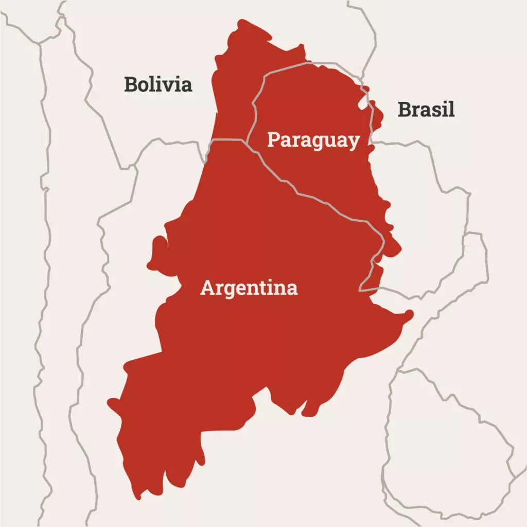 mapa relacionado a la conexión entre Argentina y Paraguay